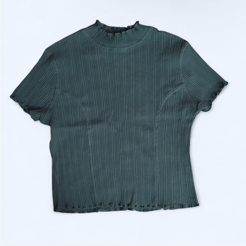 Wild Fable Dark Teal Pleated Short Sleeve Top